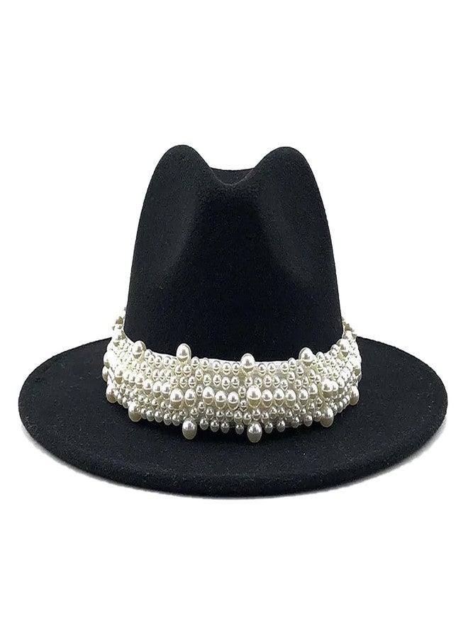 Wojgzon White Pearl Hat Bands for Women Fedora Panama Cowboy Hat - Elastics Cowgirl Hat Belts Hats Accessories - Image 2